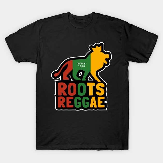 Roots Reggae Since 1960, Jamaican Conquering Lion T-Shirt by emmjott